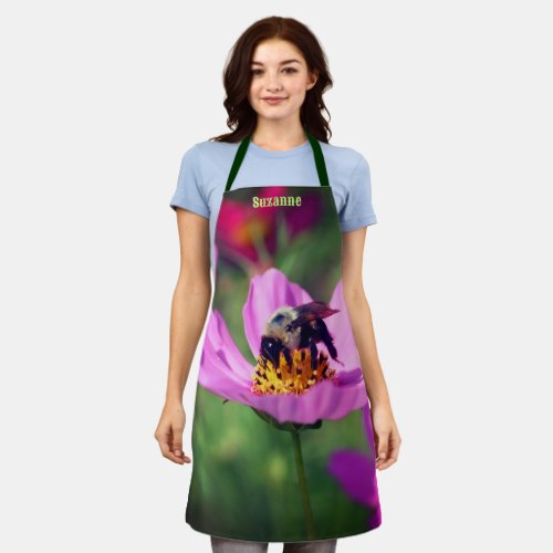 Bumble Bee On Cosmos Flower Nature Personalized Apron
