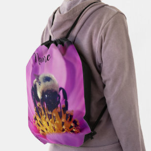 Bumble Bee On Cosmos Flower Personalized Drawstring Bag