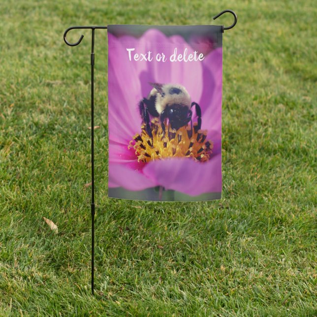 Bumble Bee On Cosmos Flower Personalized Garden Flag (In SItu)