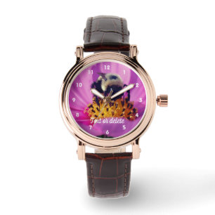 Bumble Bee On Cosmos Flower Personalized Watch