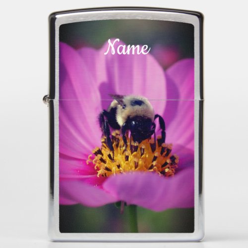 Bumble Bee On Cosmos Flower Personalized Zippo Lighter