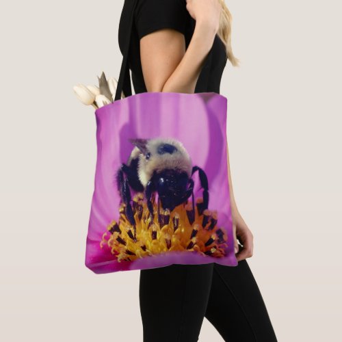 Bumble Bee On Cosmos Flower   Tote Bag