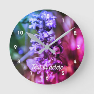 Bumble Bee On Flower Abstract Personalized Round Clock