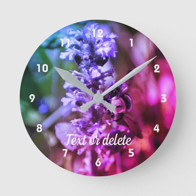 Bumble Bee On Flower Abstract Personalized  Round Clock (Front)