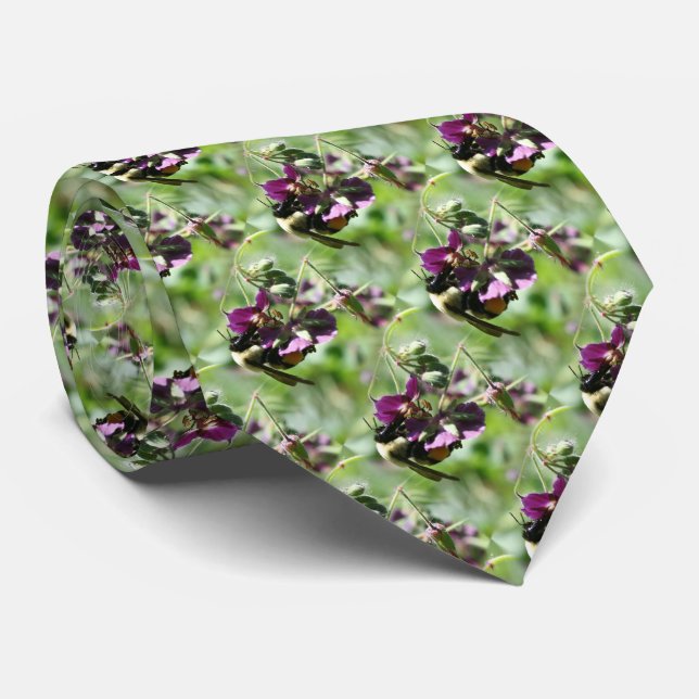 Bumble Bee On Flower Nature Neck Tie (Rolled)