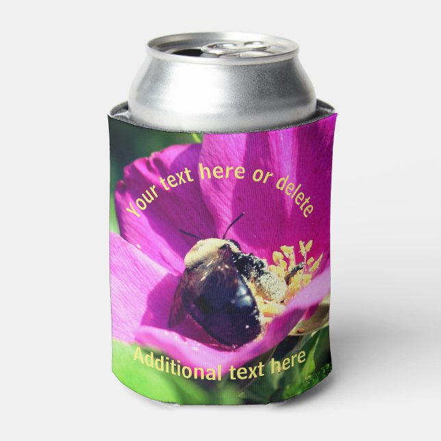 Bumble Bee On Flower Nature Personalized  Can Cooler (Can Front)