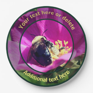 Bumble Bee On Flower Nature Personalized Party Paper Plates