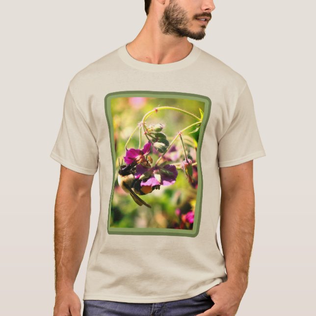 Bumble Bee On Flower  T-Shirt (Front)