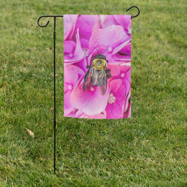 Bumble Bee On Hydrangea  Garden Flag (In SItu)