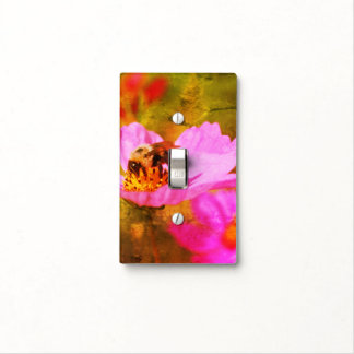 Bumble Bee On Pink Cosmos Flower Abstract Light Switch Cover