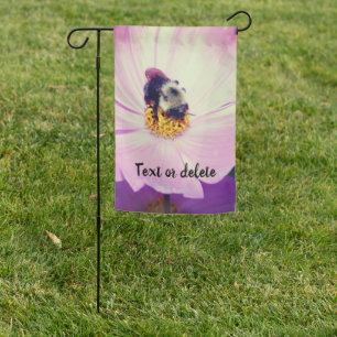 Bumble Bee On Pink Cosmos Flower Personalized Garden Flag