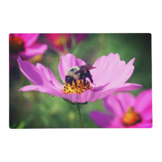Bumble Bee On Pink Cosmos Flower Placemat