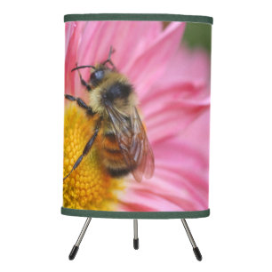 Bumble Bee On Pink Daisy Flower Nature Tripod Lamp