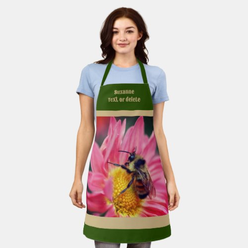 Bumble Bee On Pink Daisy Flower Personalized  Apron