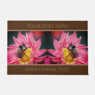 Bumble Bee On Pink Daisy Flower Personalized Doormat