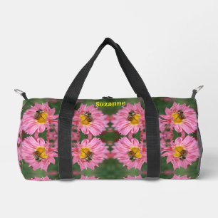 Bumble Bee On Pink Daisy Flower Personalized Duffle Bag