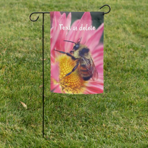 Bumble Bee On Pink Daisy Flower Personalized Garden Flag