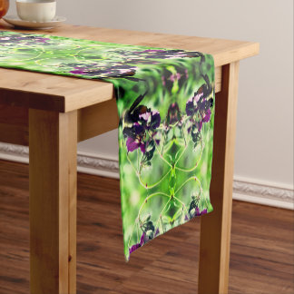 Bumble Bee On Pink Flower Close Up Abstract Short Table Runner