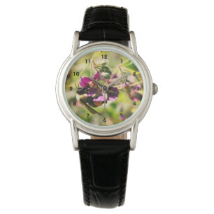 Bumble Bee On Pink Flower Close Up Watch