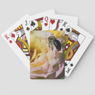 Bumble Bee On Pink Rose Nature Poker Cards