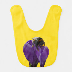 Bumble Bee on Purple Crocus Baby Bib