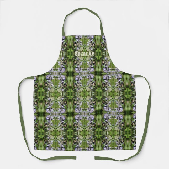 Bumble Bee On Purple Flower Pattern Personalized  Apron (Front)