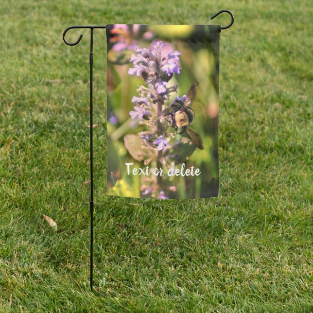 Bumble Bee On Purple Flower Personalized Garden Flag (In SItu)