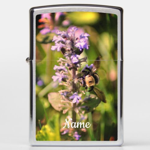 Bumble Bee On Purple Flower Personalized Zippo Lighter