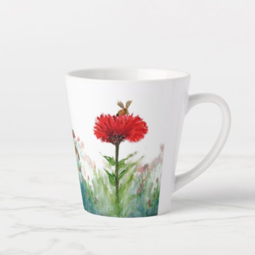 Bumble Bee on Red Zinnia Small Latte Mug