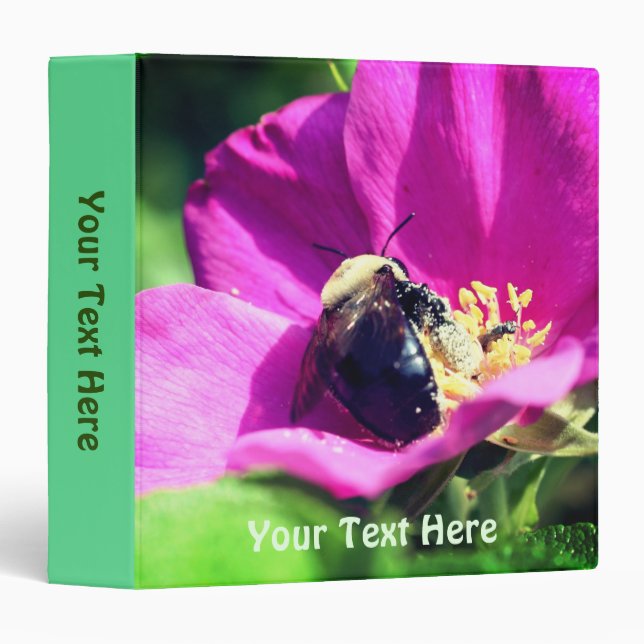 Bumble Bee On Rose Personalized  3 Ring Binder (Front/Spine)
