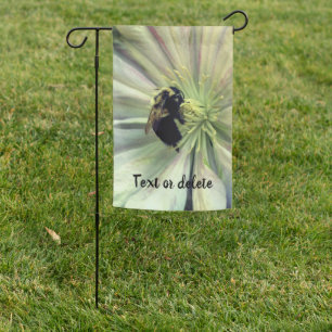 Bumble Bee On White Clematis Flower Personalized Garden Flag