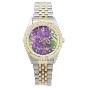 Bumble Bee On Wild Lupine Flower Personalized Watch