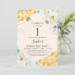 Bumble Bee, Our Little Honey Bee 1st Birthday Invitation | Zazzle