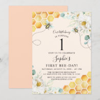 Bumble Bee, Our Little Honey Bee 1st Birthday Invitation