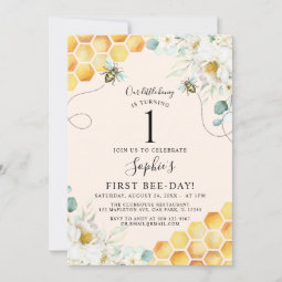 Bumble Bee, Our Little Honey Bee 1st Birthday Invitation | Zazzle