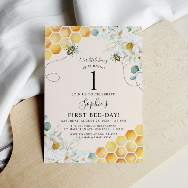 Bumble Bee, Our Little Honey Bee 1st Birthday Invitation (Creator Uploaded)