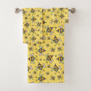 Bumble Bee Pattern Bath Towel Set