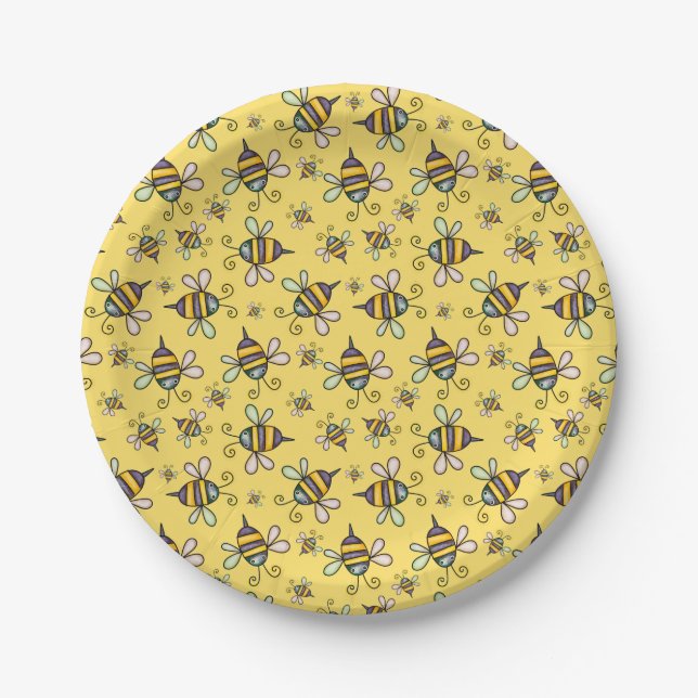 Bumble Bee Pattern Paper Plates (Front)