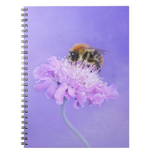 Bumble Bee Perched on a Pink Flower Notebook