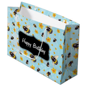Bumble Bee Personalized Birthday Large Gift Bag