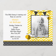 Bumble Bee Photo Birthday Party Invitations