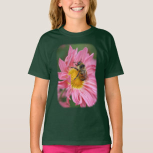 Bumble Bee Pink Daisy Flower T-Shirt