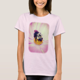 Bumble Bee Pink Flower Nature  T-Shirt