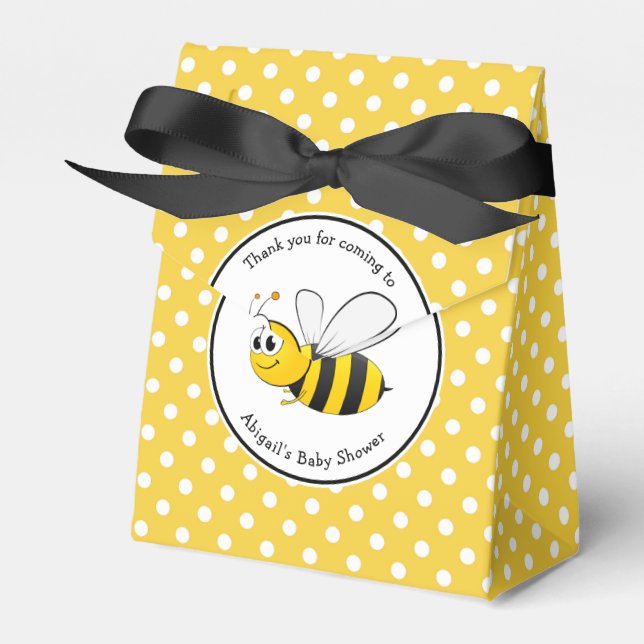 Bumble Bee Polka Dot Baby Shower Custom Favor Box (Front Side)