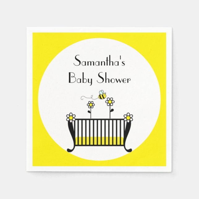 Bumble Bee Polka Dot Baby Shower Napkins (Front)