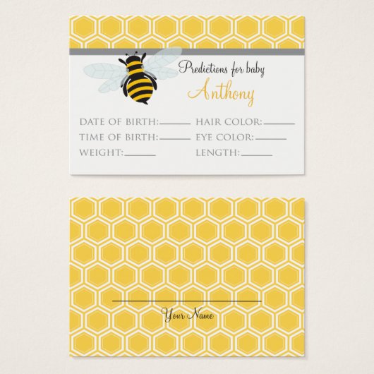 Bumble Bee Predictions Baby Shower Card Large (Front & Back)