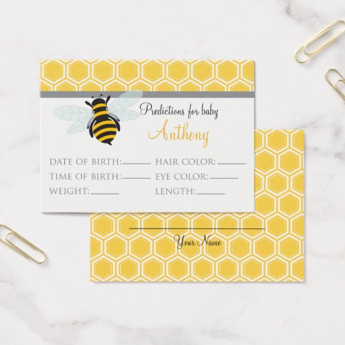 Bumble Bee Predictions Baby Shower Card Large