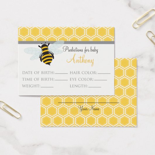 Bumble Bee Predictions Baby Shower Card Large (Office)