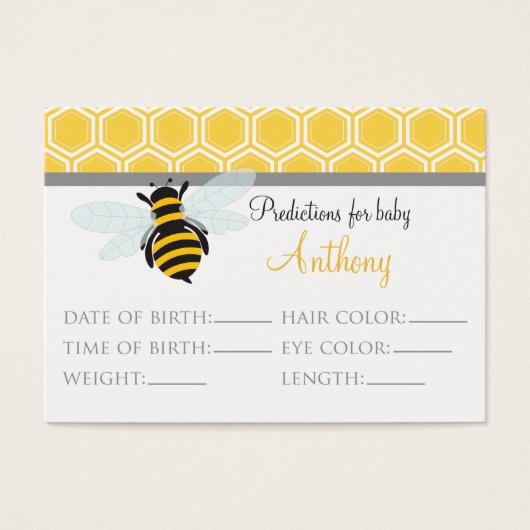 Bumble Bee Predictions Baby Shower Card Large (Front)