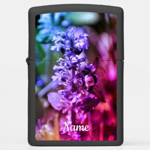 Bumble Bee Purple Flower Abstract Personalized Zippo Lighter